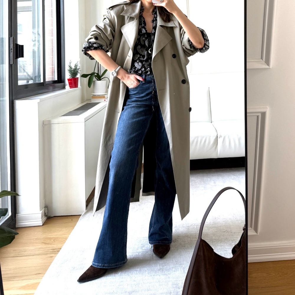 The Frankie Shop Long Light Beige Trench Coat